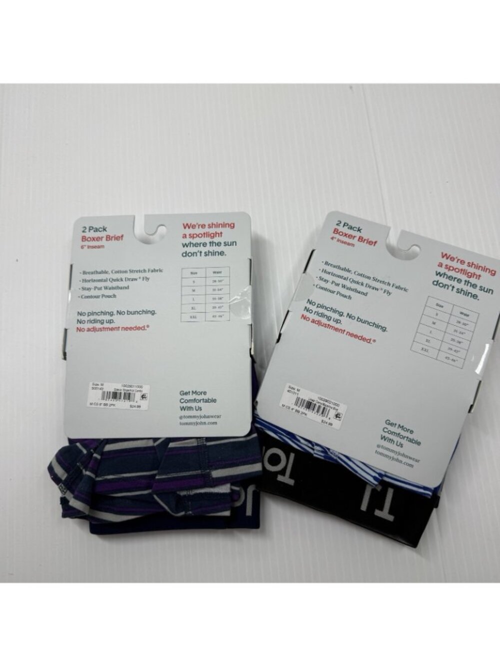 Tommy John Cotton Stretch Boxer Brief 4 Pack Lot Size M Striped NWT 4" 6" New - Picture 5 of 6